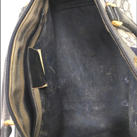 Authentic Gucci navy & grey Boston satchel bag - Picture 4 of 16